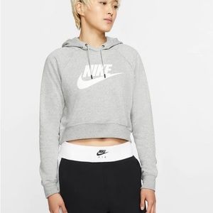 Nike Grey Cropped Hoodie